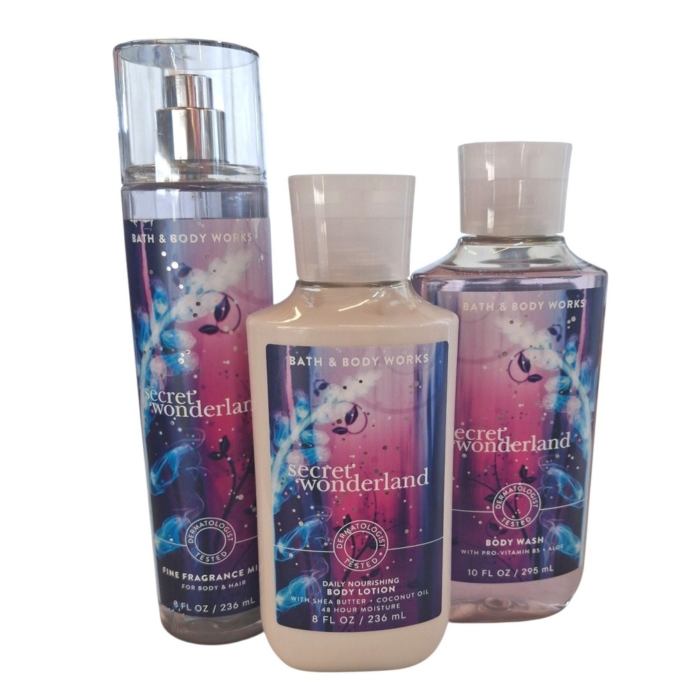 RARE Bath & Body Works Womens Secret Wonderland 3pcs Full Size Bundle Jasmine